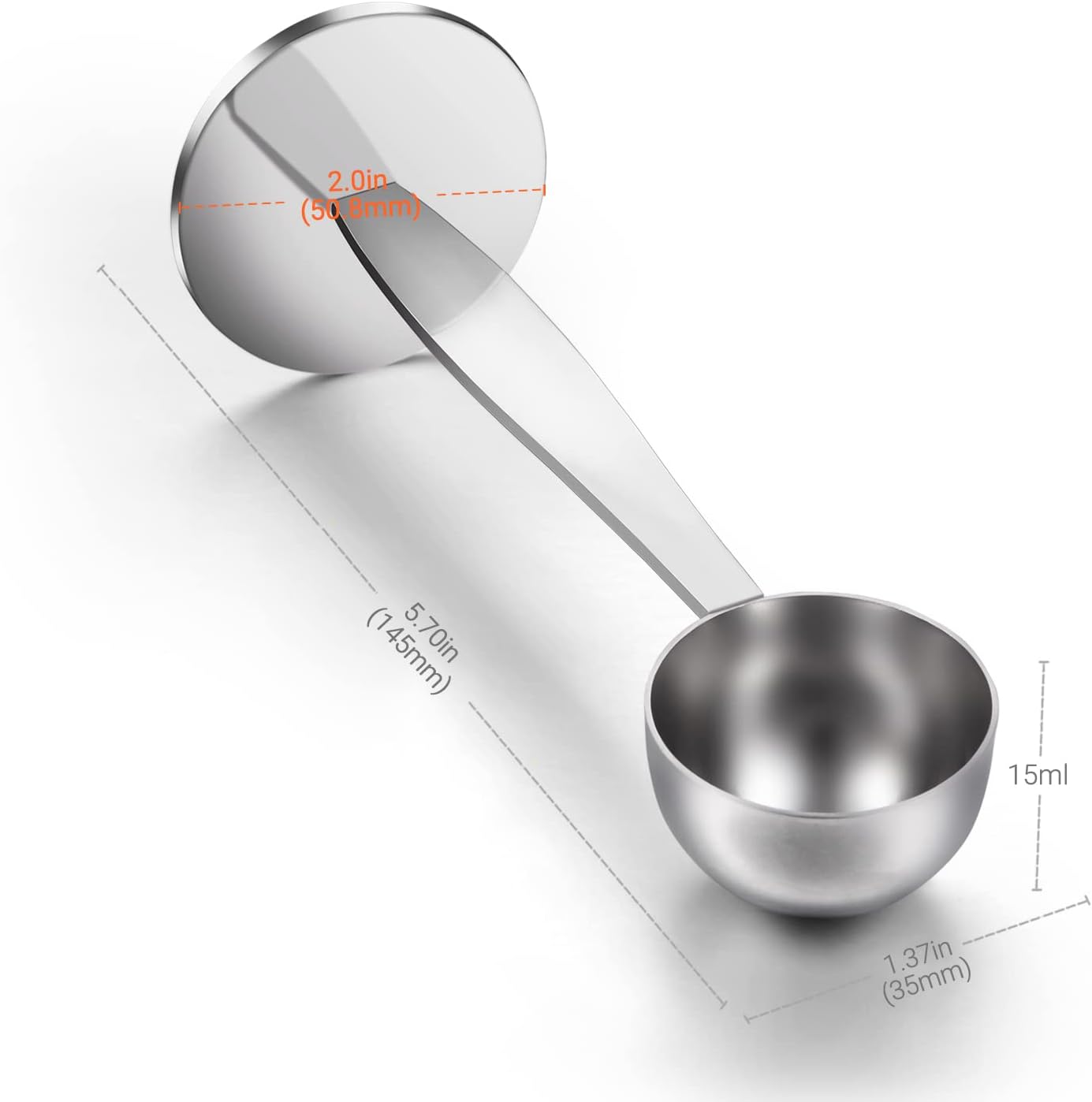 2-in-1 Kaffeelöffel mit Tamper aus Edelstahl – 15 ml Messlöffel